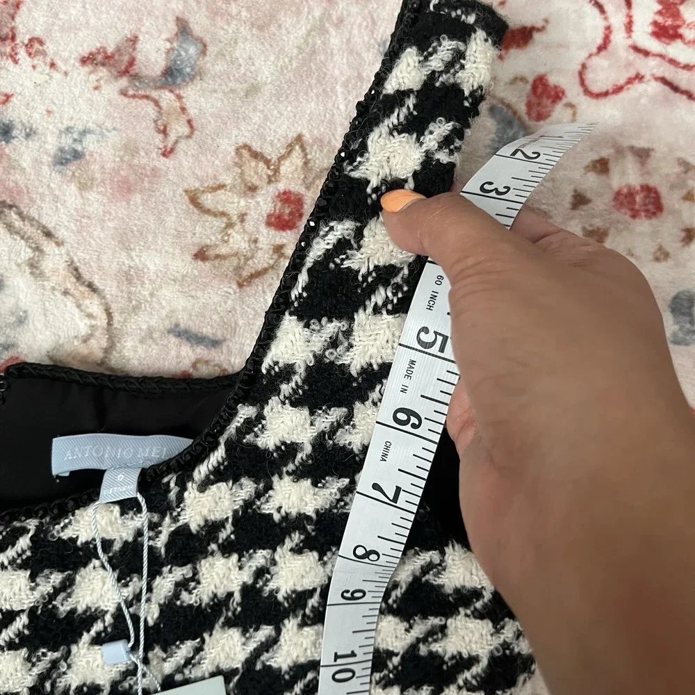 Antonio Melani Macy Wool Blend Houndstooth Square Neck Sleeveless Mini Dress 10 - Picture 13 of 14
